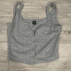 shein gray button tank